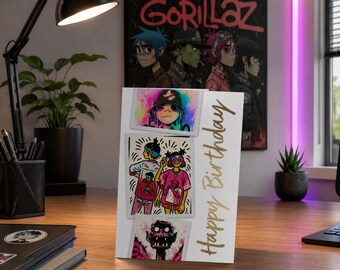 Gorillaz Collage Original Customisable Message Birthday Card