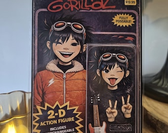 Wydruk w stylu pop-artu w stylu figurki akcji Gorillaz Noodle (15,5 x 10 cm)