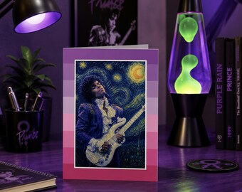 Prince Van Gogh Purple Rain Style Original Customisable Message Birthday Card