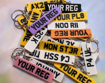 Personalised 4D Number Plate Keyring- Custom Car Registration Keychain - Custom Gift for Him Her - Unique Car Accessory