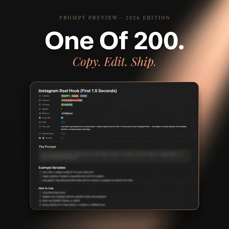 Notion Template | 200 AI Prompts for Content Creators | Chatgpt, Claude ...