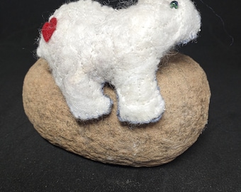 White Polar Bear with Heart Patch Brooch