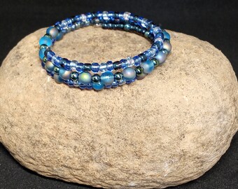 Memory Wire Bracelets Blue Green Teal Bronze Multi-Colored Bracelets