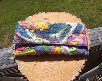 Groovy 2 Fiber Embellished Needle Felted Statement Clutch