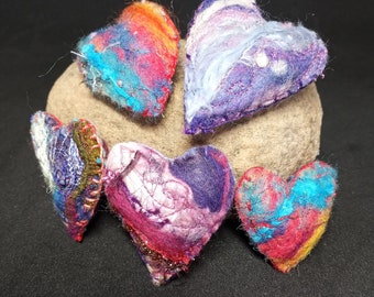 Heart Brooch Handmade Hand Felted Accessory Hippy Boho Heart