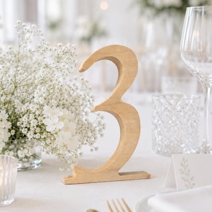 Chiffres de table en bois rustique pour les mariages, décoration de réception sur pied, enseignes de table de mariage élégantes