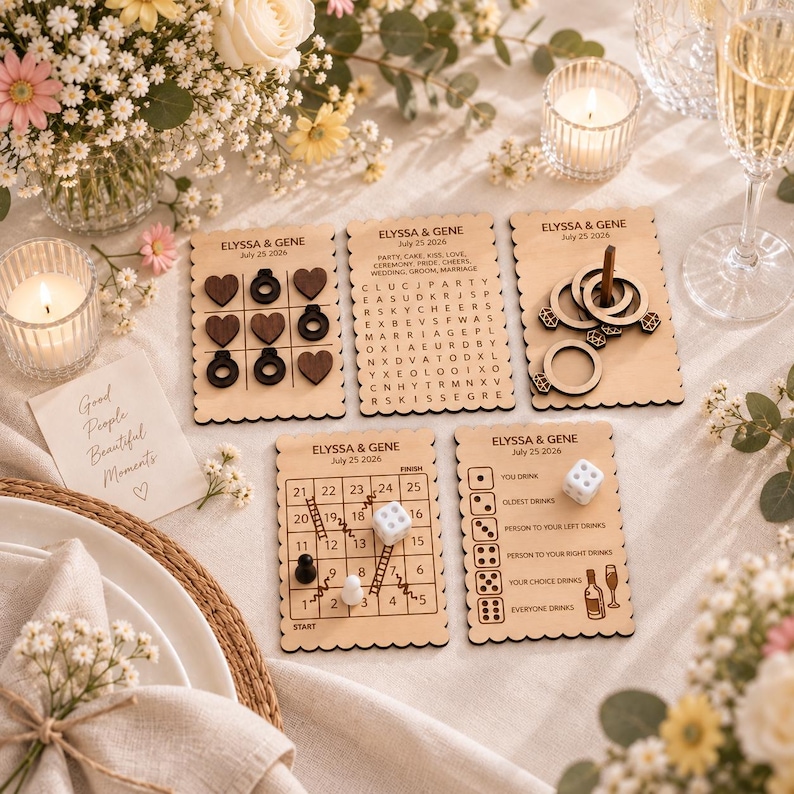 Mini Wedding Favors for Guests in Bulk, Personalized Wooden Party Games ...