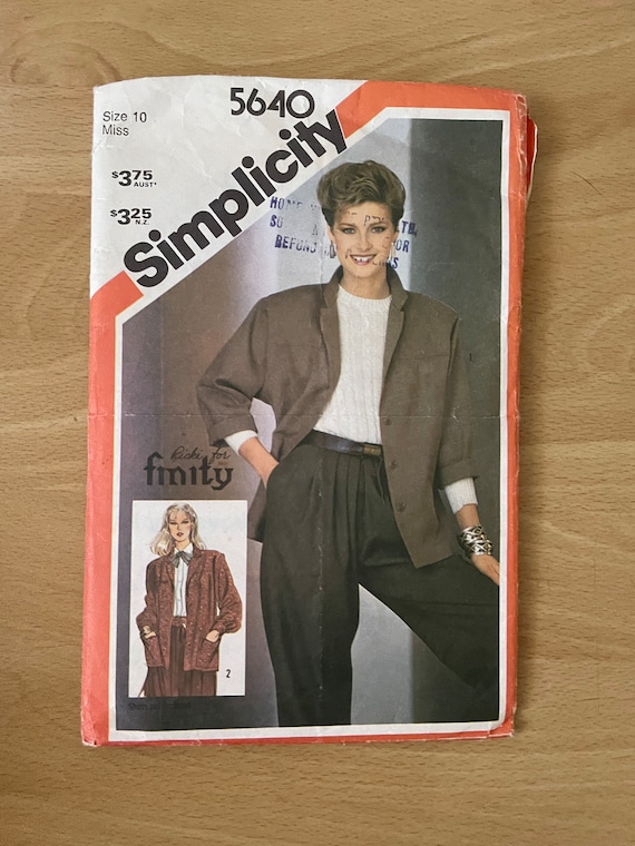 Simplicity 5640 Vintage 80s Oversized Jacket With Notched