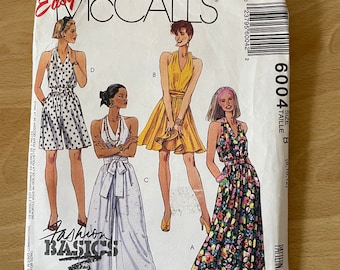 McCalls 6004 Leuke jaren &#39;90 Halter-hals Jumpsuit, Playsuit Jurk Naaien Patroon