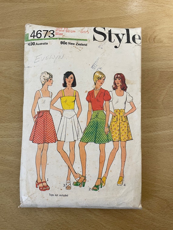 Style 4673 gonna vintage anni '70 a vita alta con allacciatura
