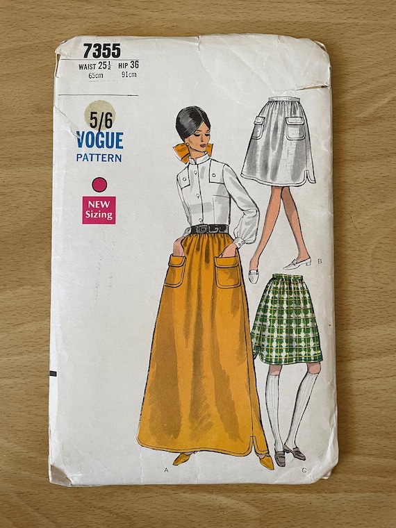 Vogue 7355 Vintage 60s Skirt Sewing Pattern