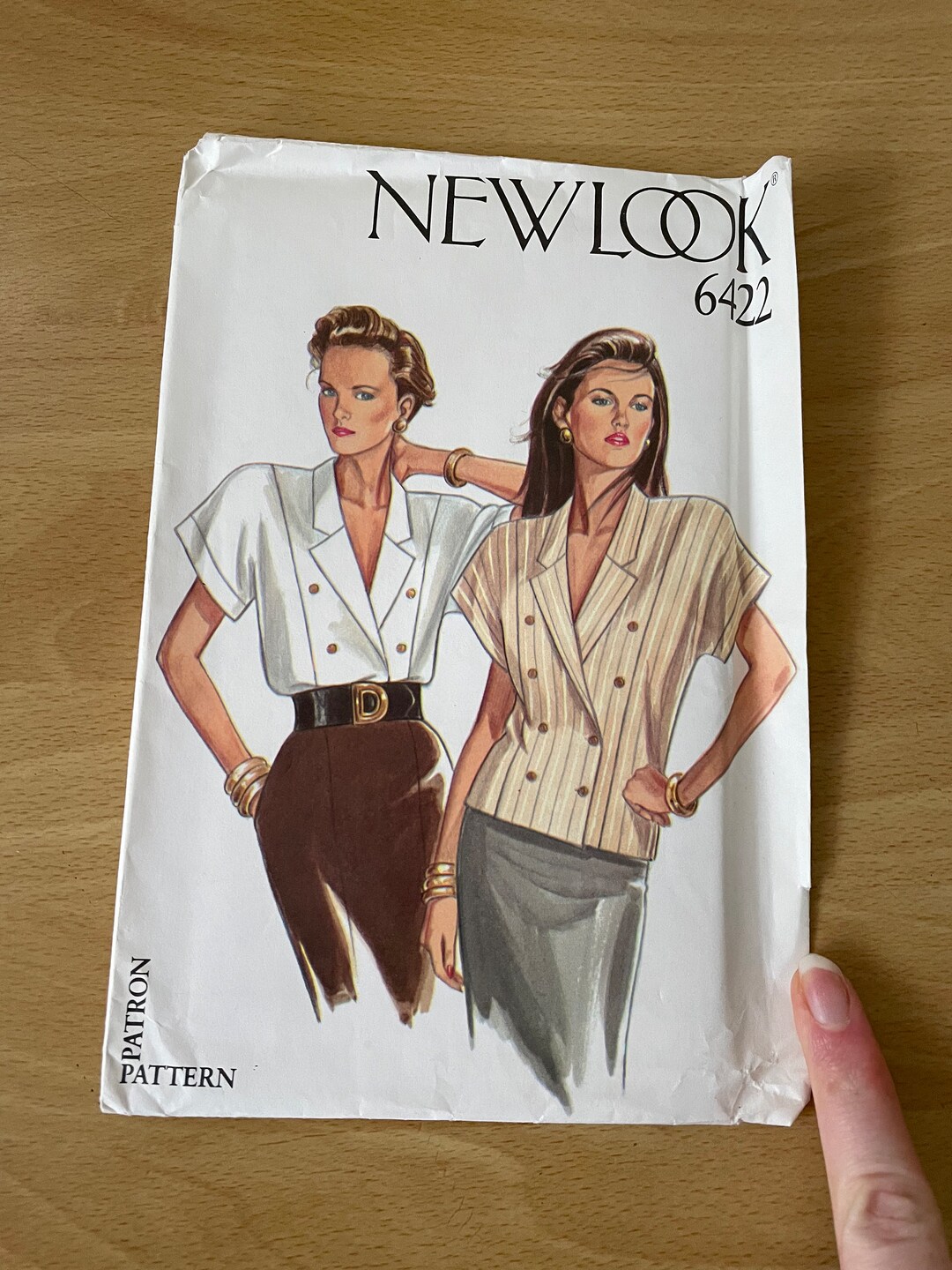 New Look 6422 Vintage 80s Double Breasted Shirt Blouse Sewing Pattern ...