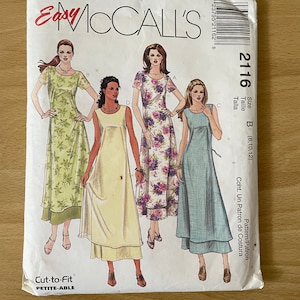McCall’s 2116 vintage 90s two layered dress with scoop neck and back ties sewing pattern