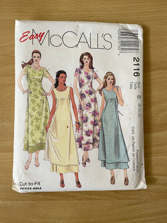 McCalls 2116 vintage 90s two layered dress with scoop neck and back ties sewing pattern McCalls 2116 vintage 90s two layered dress with scoop neck and back ties sewing pattern