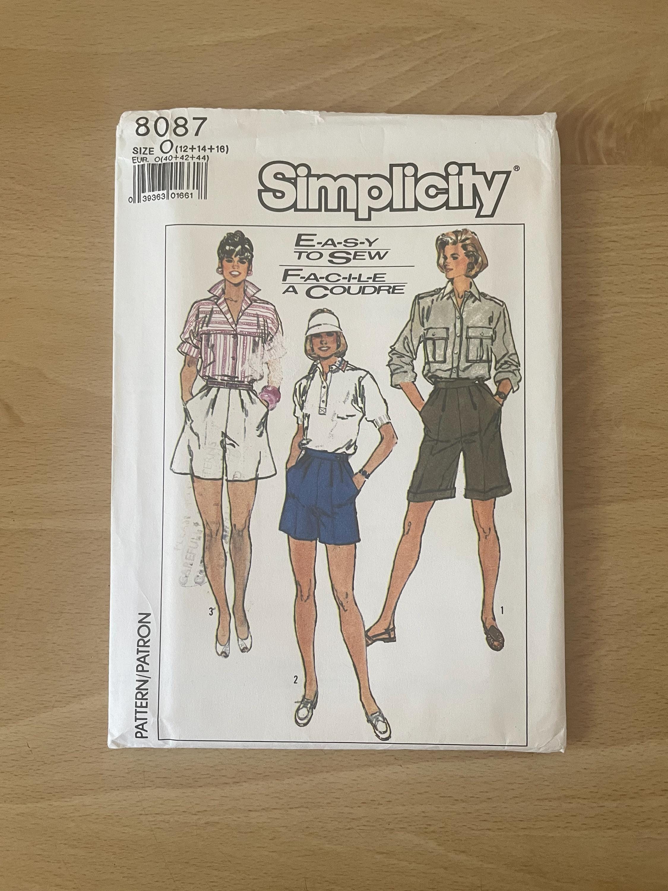 Simplicity 8087 Vintage 80s Shorts With Front Pleats Buttoned Waist ...