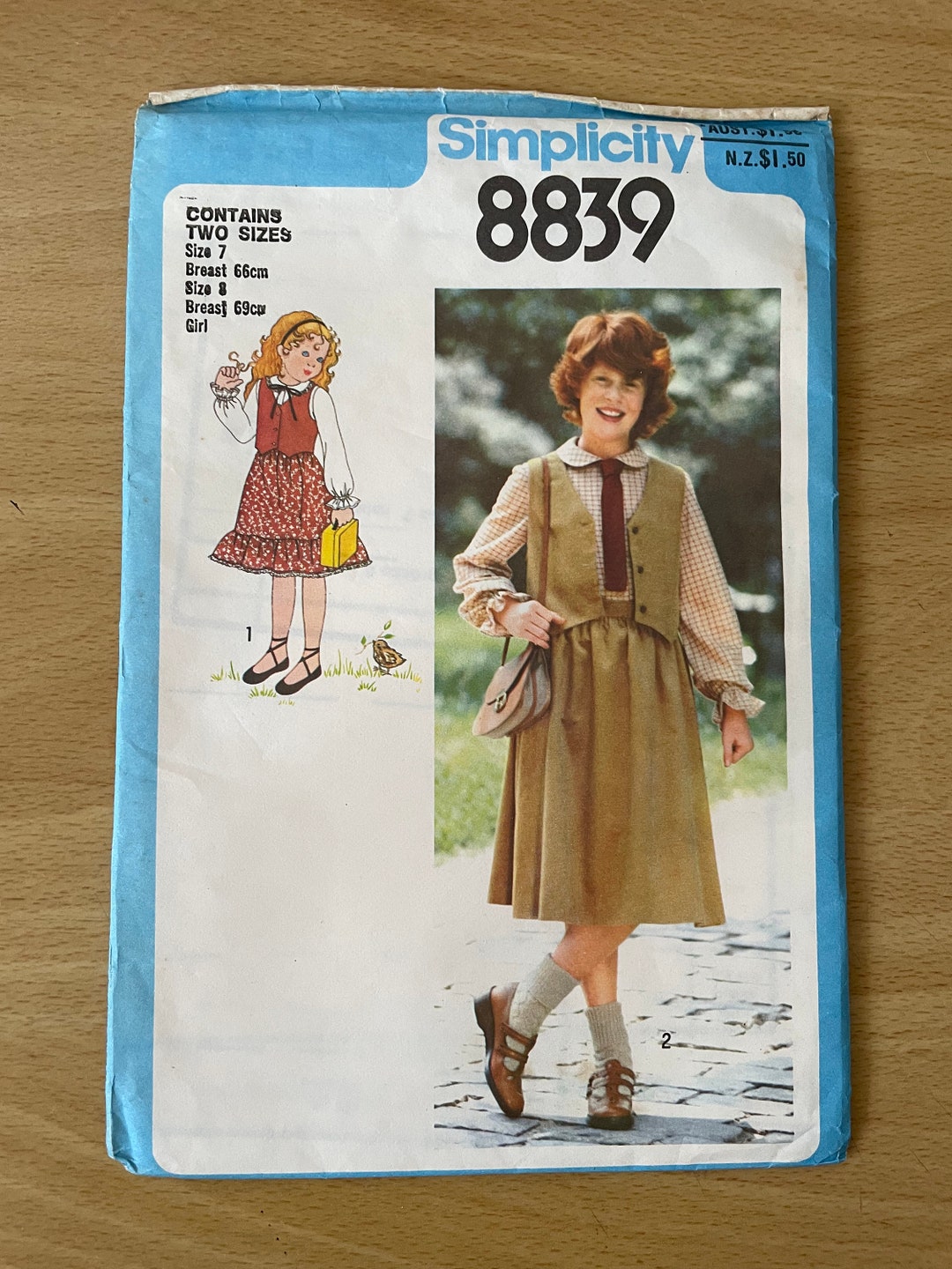 Simplicity 8839 Vintage 80s Girl’s Blouse, Vest and Full Skirt With ...