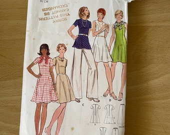 Butterick 3145 Vintage 70s dress, tunic and pants sewing pattern