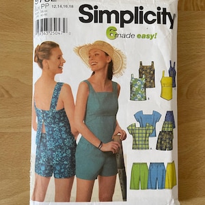 May include: Simplicity pattern 9752 for making a sleeveless top and shorts. The pattern includes three different styles of tops and shorts. The pattern is for sizes 38-44 and 40-46.