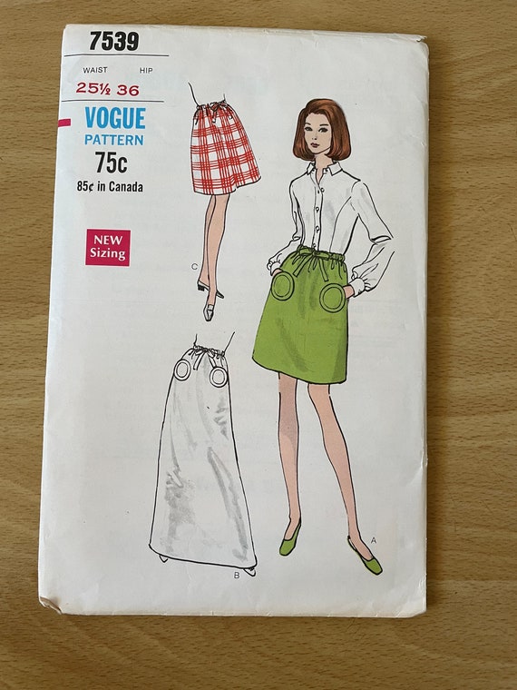 Vogue 7539 Vintage 60s Skirt Sewing Pattern Australia