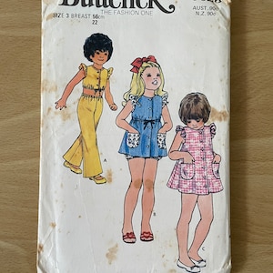 Butterick 6625 vintage 70s kids dress, top, pants, shorts and bloomers sewing pattern