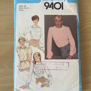 Simplicity 9401 Vintage 80s Back Button up Blouse Shirt With Peter
