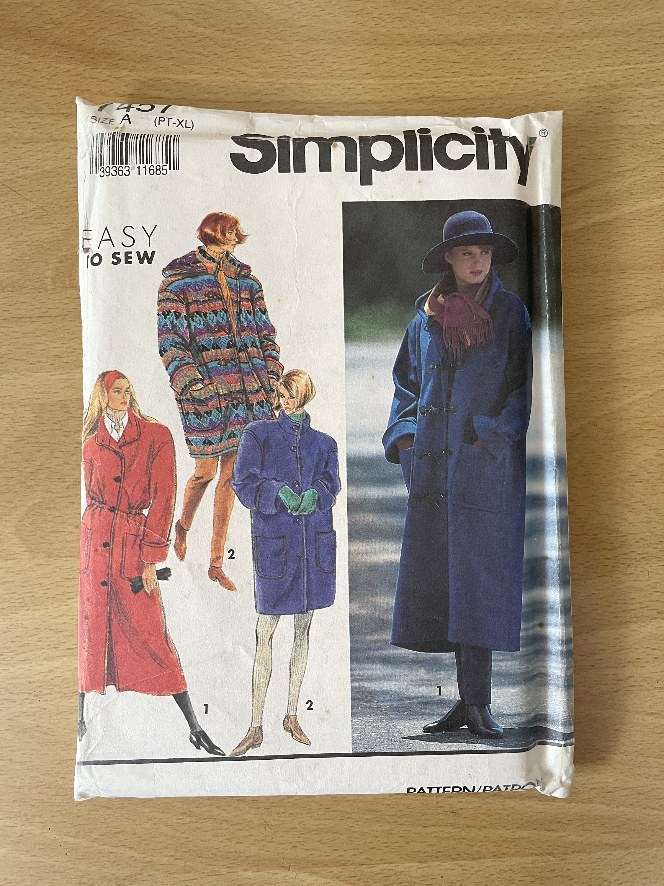 スーツ 90s vintage   single set up Simplicity 7457 Vintage 90s Oversized Winter Coat With