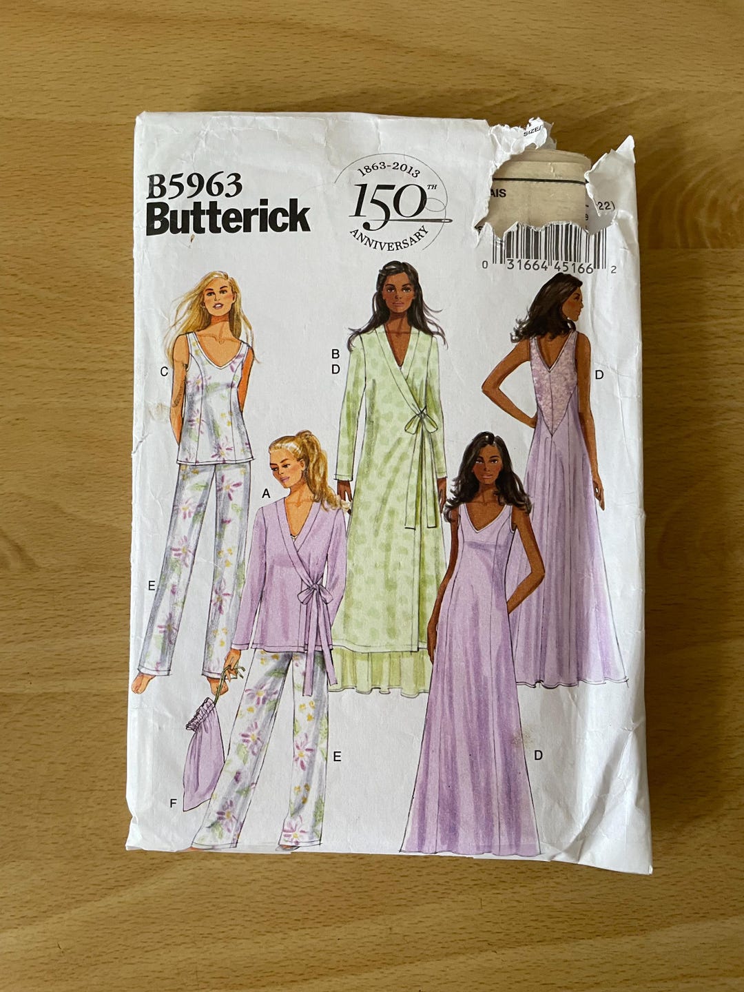 Butterick 5963 2013 Wrap Robe With Tie Ends Plus Dress or Gown and ...
