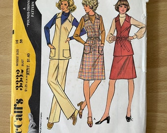 McCall es 3332 vintage 70er Jahre Pullover, Kleid, Tunika, Weste mit Taschen und Hosen Schnittmuster