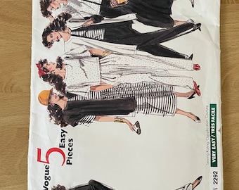Vogue 2292 vintage 80s crop top, vest, oversized jacket and high waisted skirt and pants sewing pattern