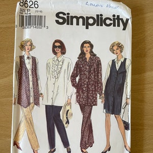 Simplicity 8626 Vintage Top/ Shirt/ Bouse mit optionalem Rüschen und Weste Schnittmuster
