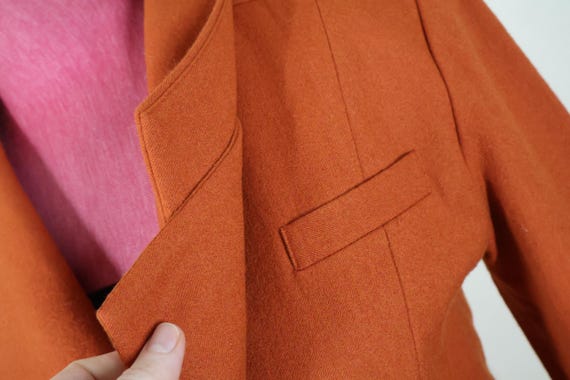 Vintage cropped rust-orange tailored jacket with … - image 5