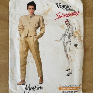 Vogue 2027 vintage 80s Montana Individualist top with fitted waist and sleeves plus high waisted tapered pants and skirt sewing pattern