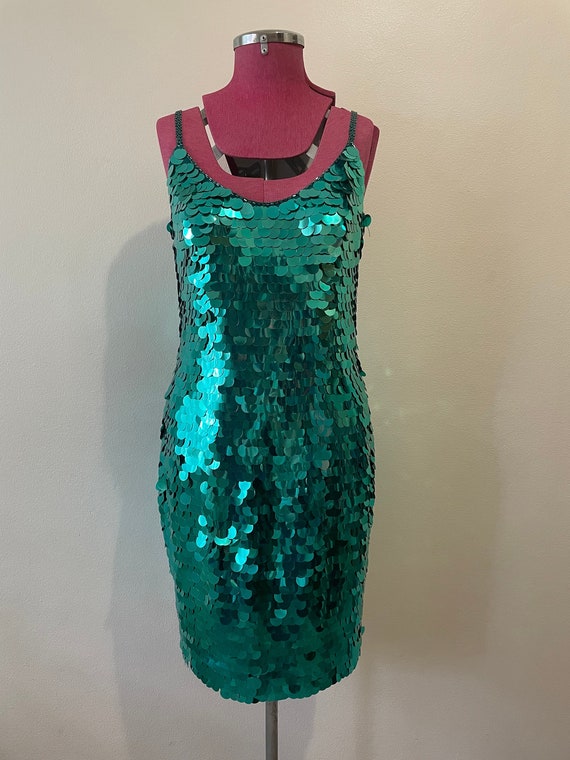 Absolutely gorgeous vintage green teal party dres… - image 1