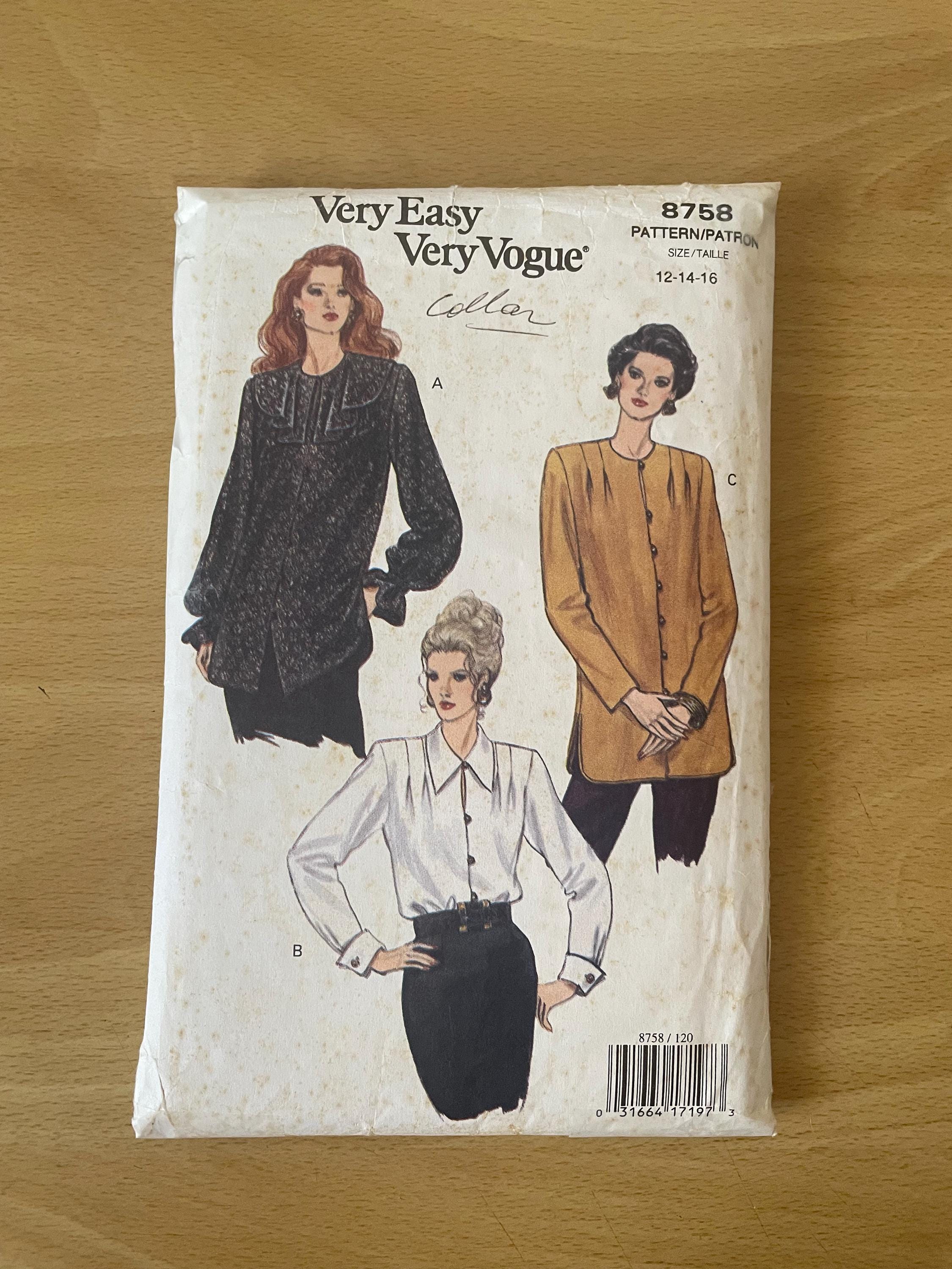 Vogue 8758 Vintage 90s Loose Button up Blouse With Extended