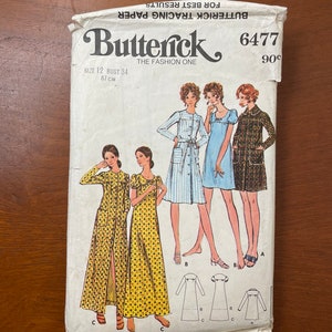 Butterick 6477 Vintage 70s Robe and Gown Sewing Pattern