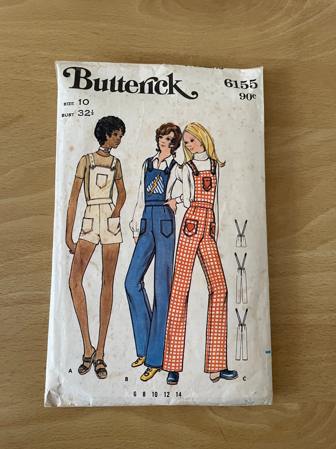 Butterick 6155 Vintage 70s Overalls With Pockets Sewing Pattern - Etsy