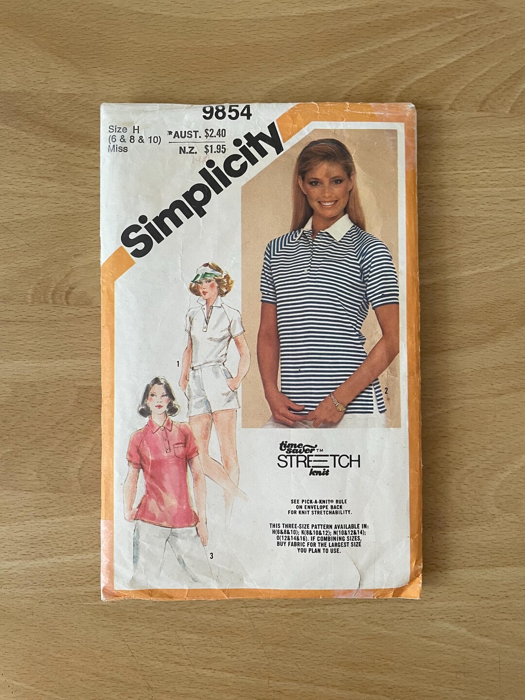 Simplicity 9854 Vintage 80s Top With Button Front Band