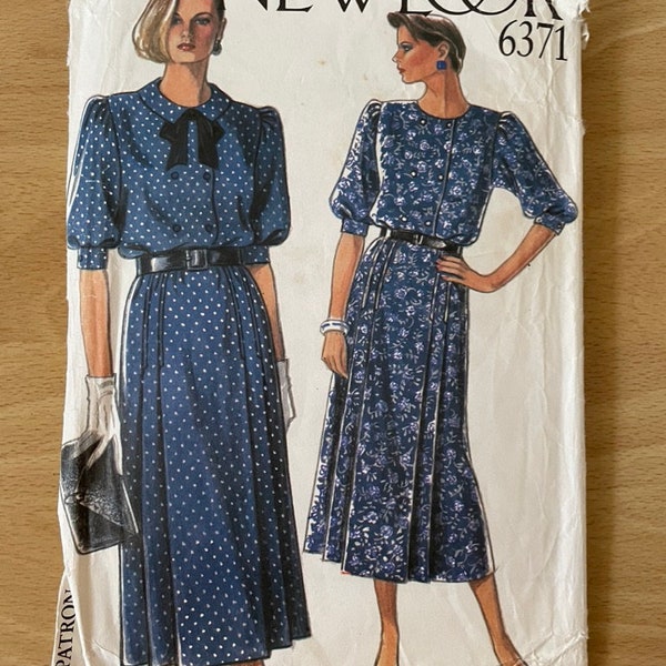 New Look 6371 Vintage double-breasted high neck dress with collar and sleeves sewing pattern