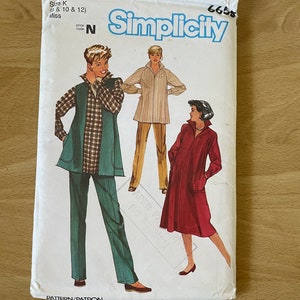 Simplicity 6655 Vintage 80s Dress, Blouse/ top, vest and trousers/ pants sewing pattern