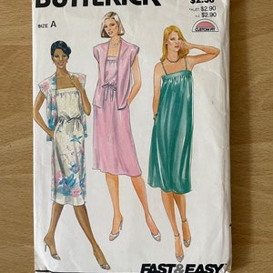 Butterick 3734 ヴィンテージ 80 年代サマードレス、ストラップとギャザートップ、カーディガンの縫製パターン付き