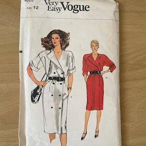 Vogue 8705 vintage 80s double breasted jacket with dropped shoulders, yoke, lapel, pockets and sleeves sewing pattern