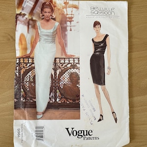 Vogue 1966 vintage 90s (originally 60s) Bellville Sassoon fitted evening dress tapered skirt and back slit sewing pattern