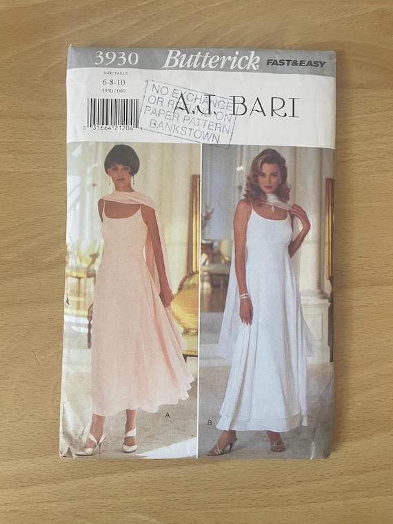 90s layered dress Butterick 3930 Vintage With Shoulder Straps, Fitted Raised Waist and Flared Skirt Plus Stole Sewing Pattern Size 10 Dresses_Midi Backless Midi Dress - Size:US14 this dress offers a
