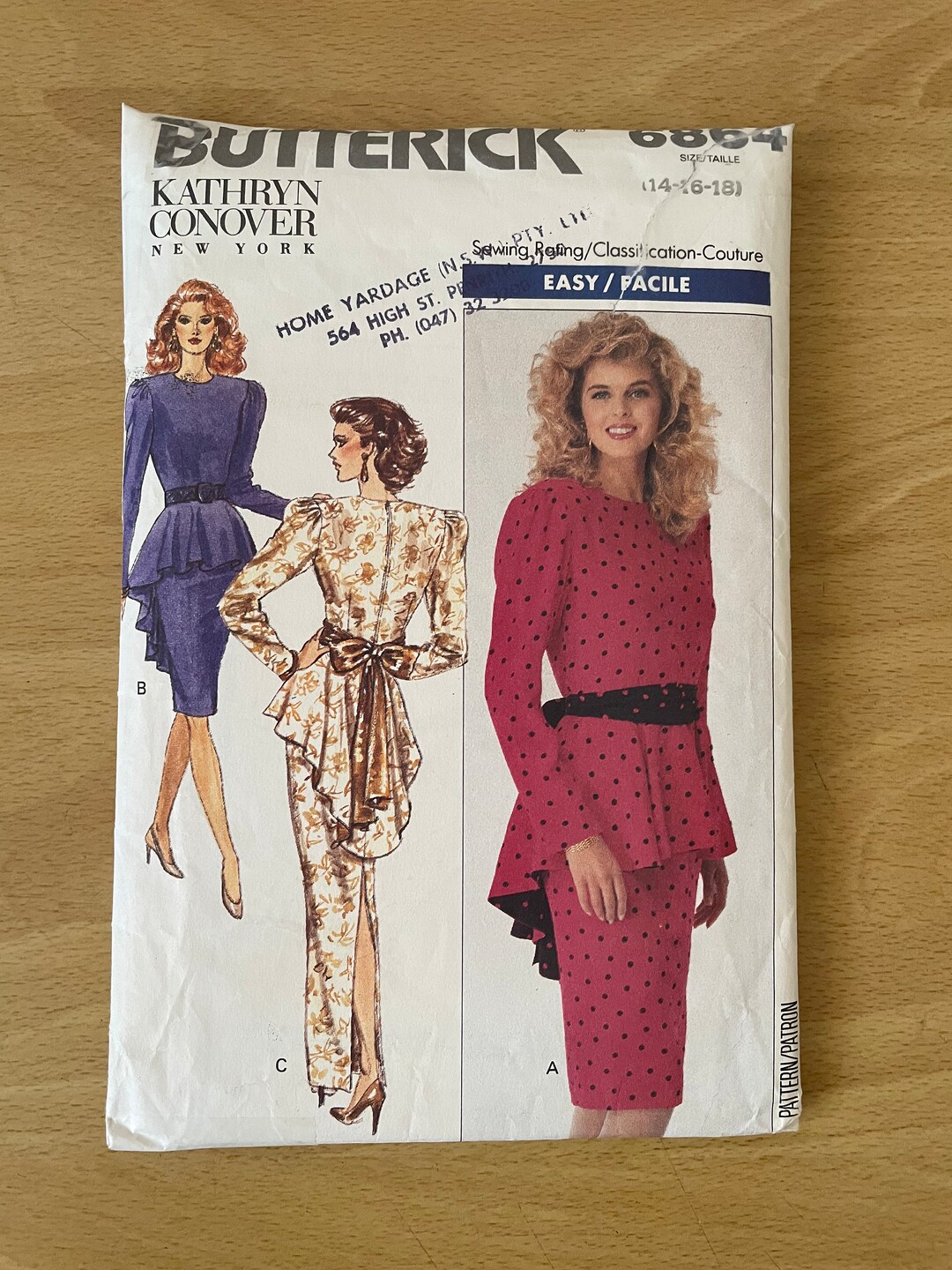 Butterick 6864 Vintage 80s Kathryn Conover NYC Dress With Fitted
