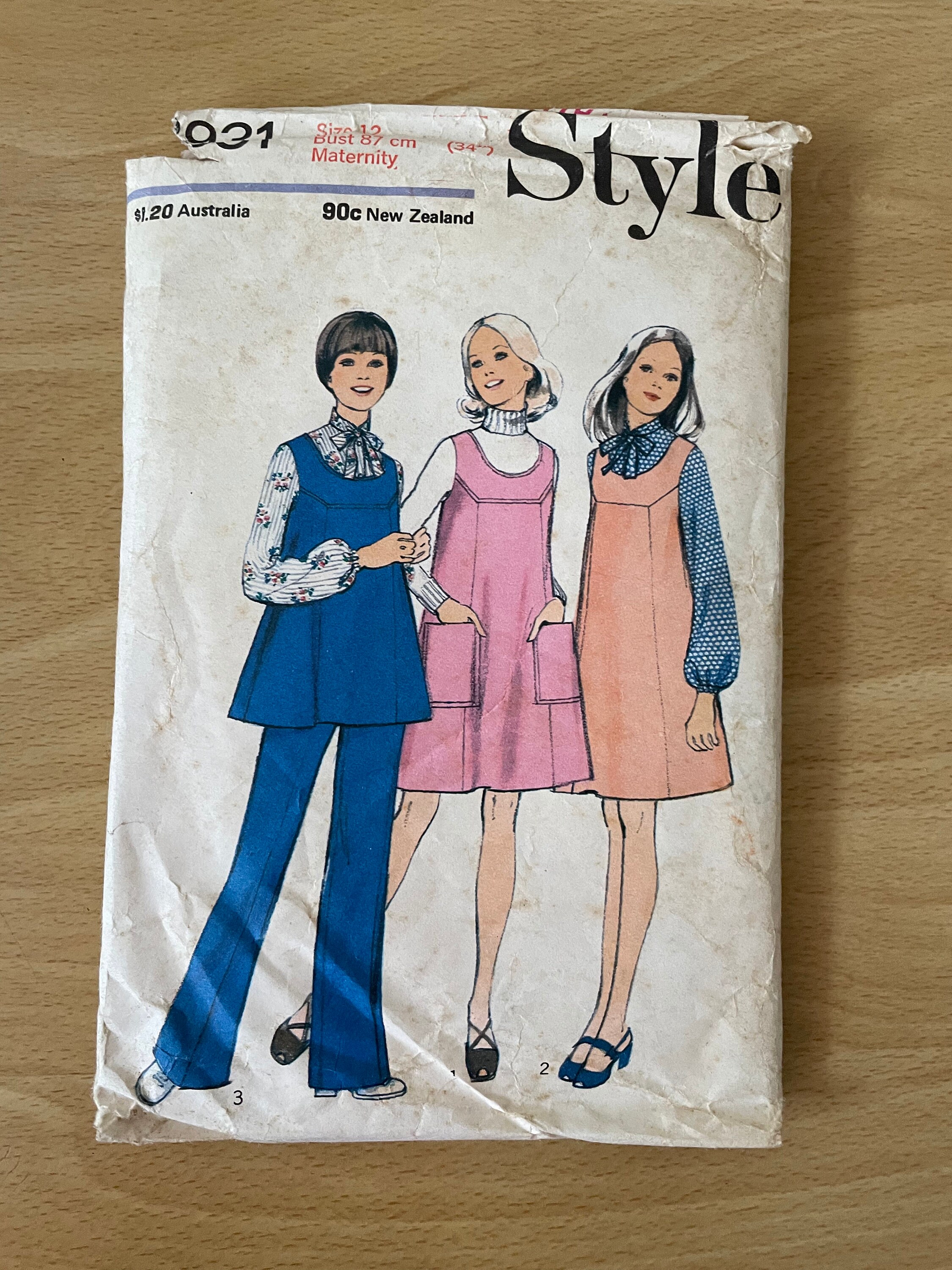 Style 3931 Vintage 70s Maternity Pinafore Dress, Tunic, Blouse and ...