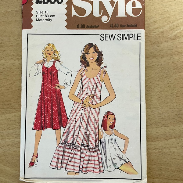 Style 2300 vintage 70s tent style dress or top with shoulder ties, scoop neck and optional ruffles sewing pattern