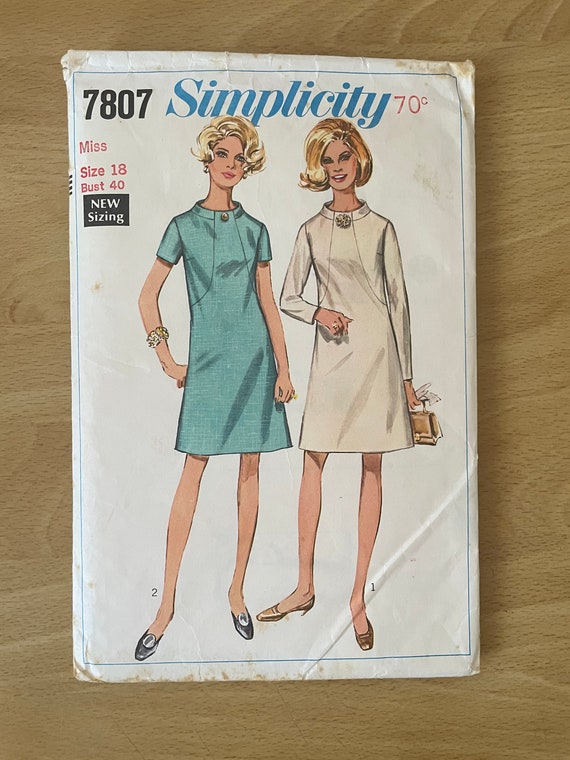 Patron De Couture VINTAGE Simplicity 3790 - Robe & Veste Buste 36 - Années 60 - Déjà Découpé