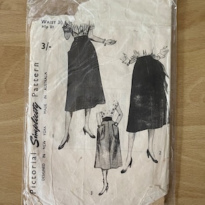 Simplicity 4179 vintage 50s high waisted straight skirt with pockets sewing pattern