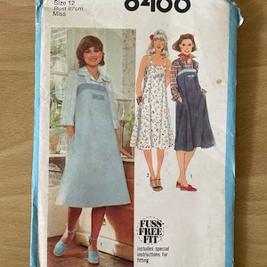 Simplicity 8466 sweet vintage 70s loose summer dress with straps and pockets sewing pattern