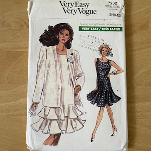 Vogue 7202 vintage 80s jacket and loose dress with dropped waist sewing pattern
